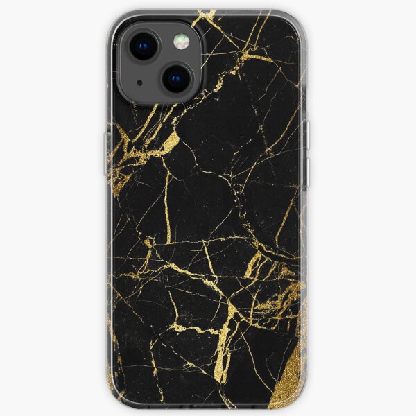 Gold und schwarzer Marmor iPhone Flexible Hülle