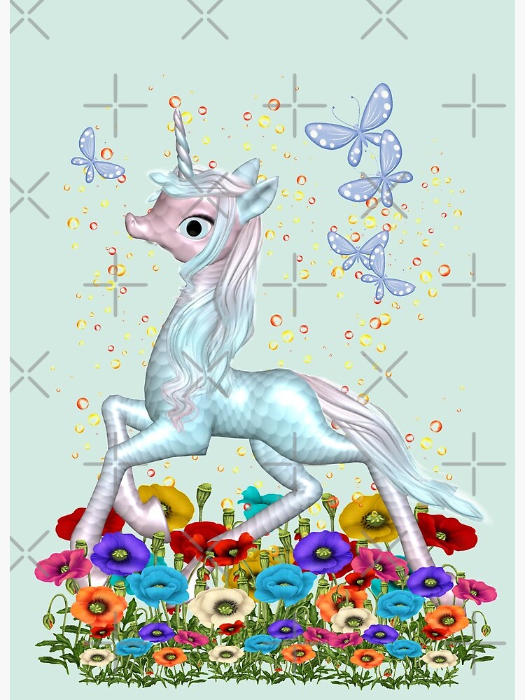 Unicorn in a field of poppies Art Board Print for Sale by LoneAngel