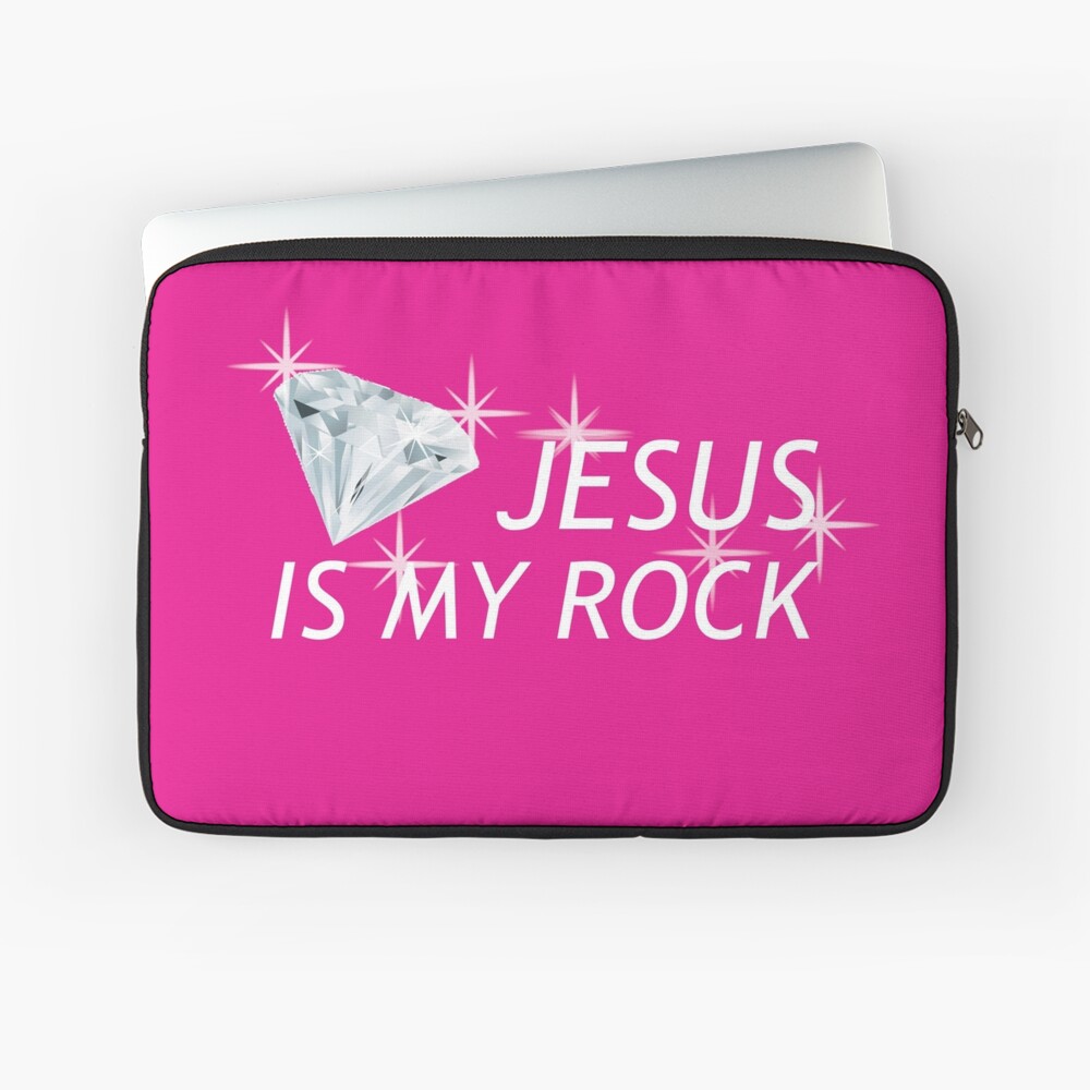 Pink Jesus Is My Rock Face Mask Laptop Sleeve