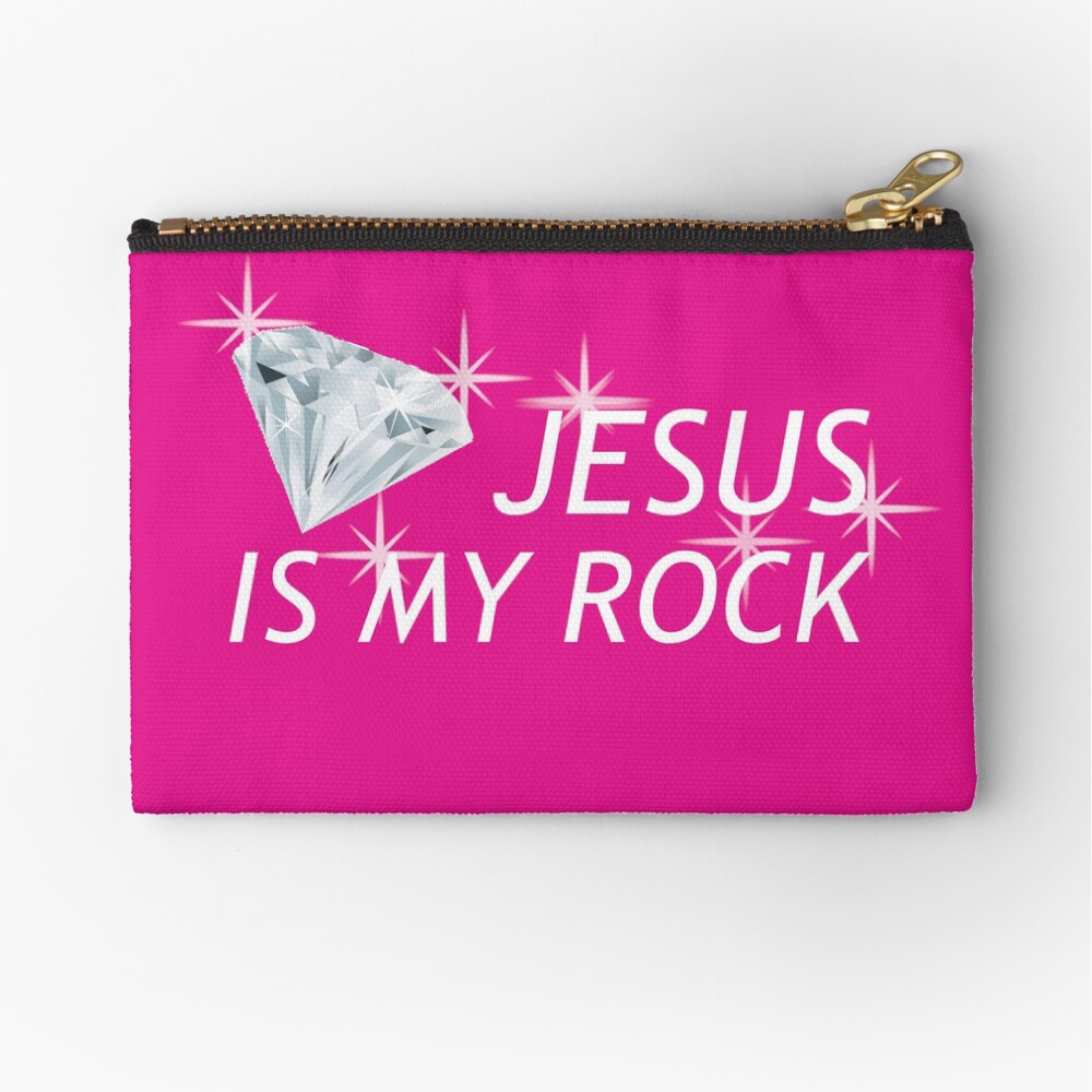 Pink Jesus Is My Rock Face Mask Zipper Pouch