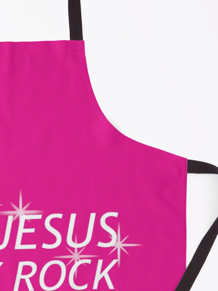 Alternate view of Pink Jesus Is My Rock Face Mask Apron