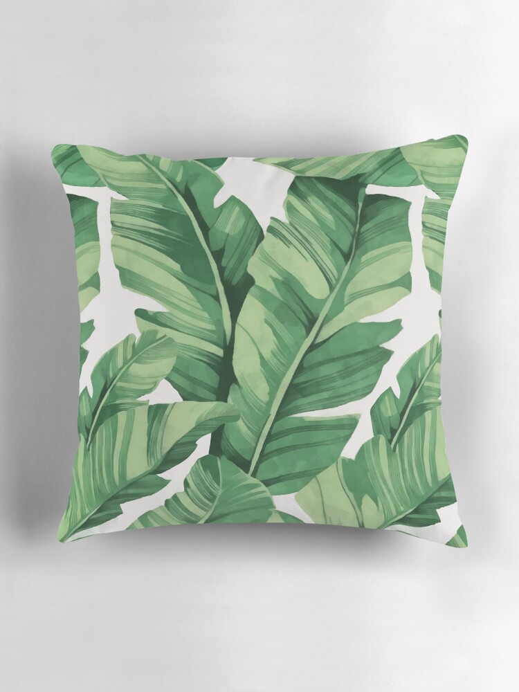 Thumbnail 3 of 4, Pillow, Tropical banana leaves designed and sold by CatyArte.