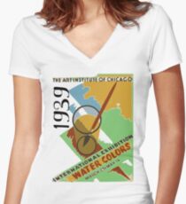 Vintage Water Colors Women's Fitted V-Neck T-Shirt
