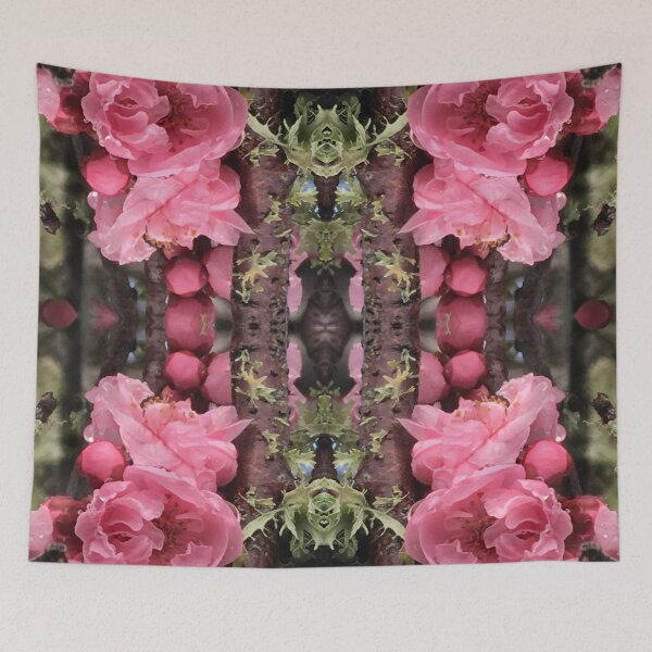 Item preview, Spring Cherry Blossoms - Pink Perfection on Silver Lichen - Tauhara  designed and sold by RoseAromas.