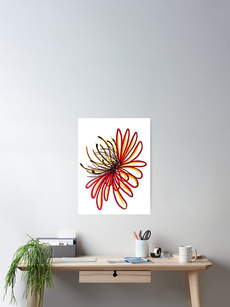 Thumbnail 2 of 3, Poster, Abstract Line Flower Red designed and sold by Kazyii.
