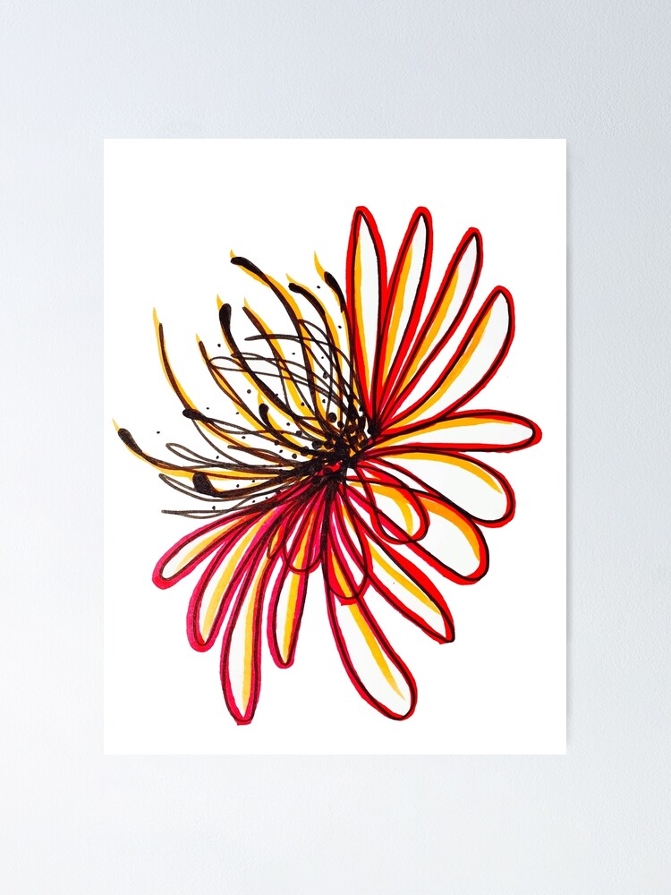 Thumbnail 1 of 3, Poster, Abstract Line Flower Red designed and sold by Kazyii.
