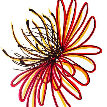 Artwork thumbnail, Abstract Line Flower Red by Kazyii