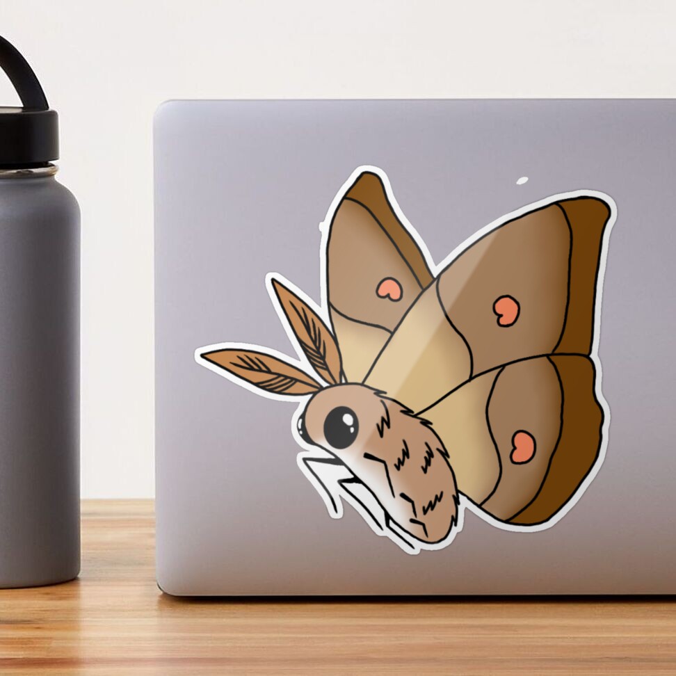 Fluffy Poodle Moth Sticker / Fluffy Moth Sticker / Cute Moth Sticker /  Vinyl Sticker / Water Bottle Sticker 