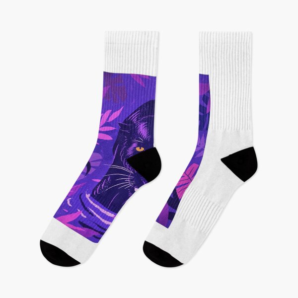 Item preview, Black Panther Crouching in a River in a Pink & Purple Colorful Rainforest designed and sold by AidenChen.