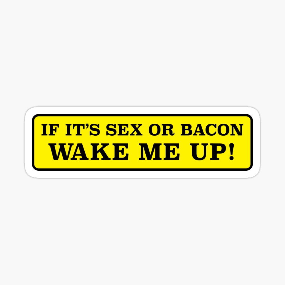 If its sex or bacon, wake me up - bumper sticker