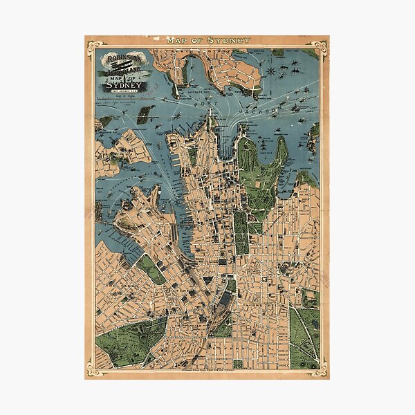 Robinson’s Aeroplane map of Sydney, Australia - 1922 Photographic Print