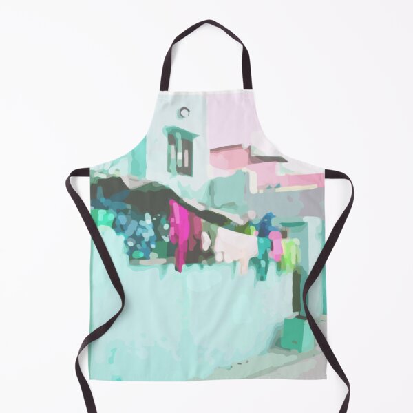 Item preview, Painted walls and hanging laundry in aqua and rose - art print bedding pillow home decor designed and sold by Boho Contessa.
