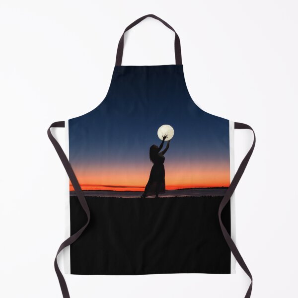 Item preview, Aim for The Sky, Reach to The Moon | Woman Reaching to The Moon | Orange Blue Background designed and sold by cypher33.