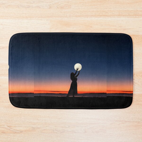 Item preview, Aim for The Sky, Reach to The Moon | Woman Reaching to The Moon | Orange Blue Background designed and sold by cypher33.