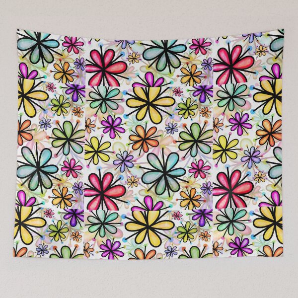 Aperçu de l'œuvre Fleur colorée pleine de motif - motif de fleurs colorées créée et vendue par NewTrendings.