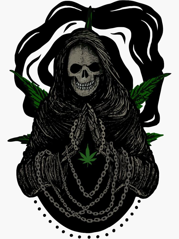 Grim Reaper And Weed Sticker By Campanyglendi Redbubble