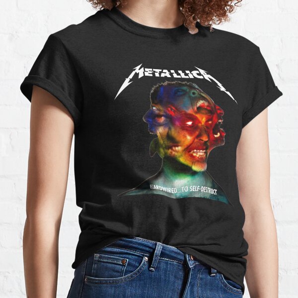 Ladies Black Fitted T-Shirt Metallica Hardwired To Self-Destruct Album Cover 