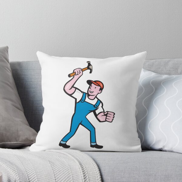 Item preview, Builder Carpenter Holding Hammer Cartoon designed and sold by patrimonio.