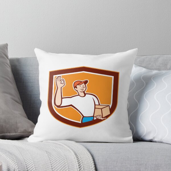Item preview, Delivery Man Okay Sign Shield Cartoon designed and sold by patrimonio.