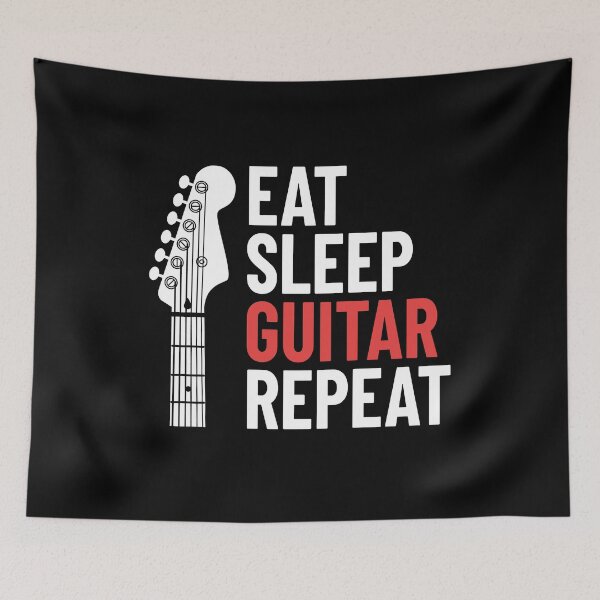 Item preview, Eat Sleep Guitar Repeat Electric Guitar Headstock Dark Theme designed and sold by nightsworthy.