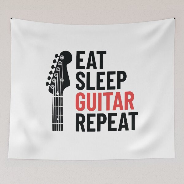 Item preview, Eat Sleep Guitar Repeat Electric Guitar Headstock Light Theme designed and sold by nightsworthy.