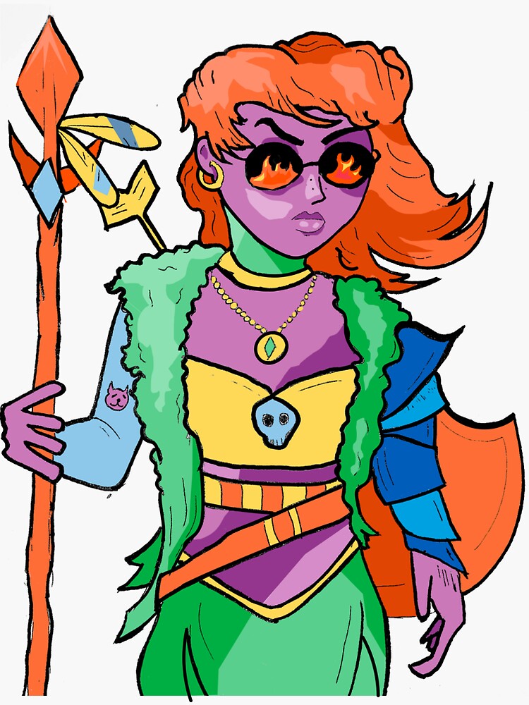 original-drawing-of-a-female-warrior-sticker-by-danivolare-redbubble