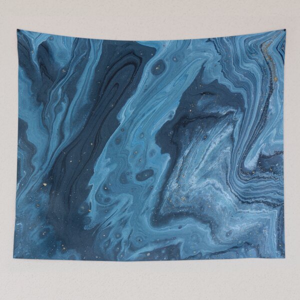 Item preview, Dark Blue Marble - Fruid Color Pouring Art Print designed and sold by ShawnDzign.