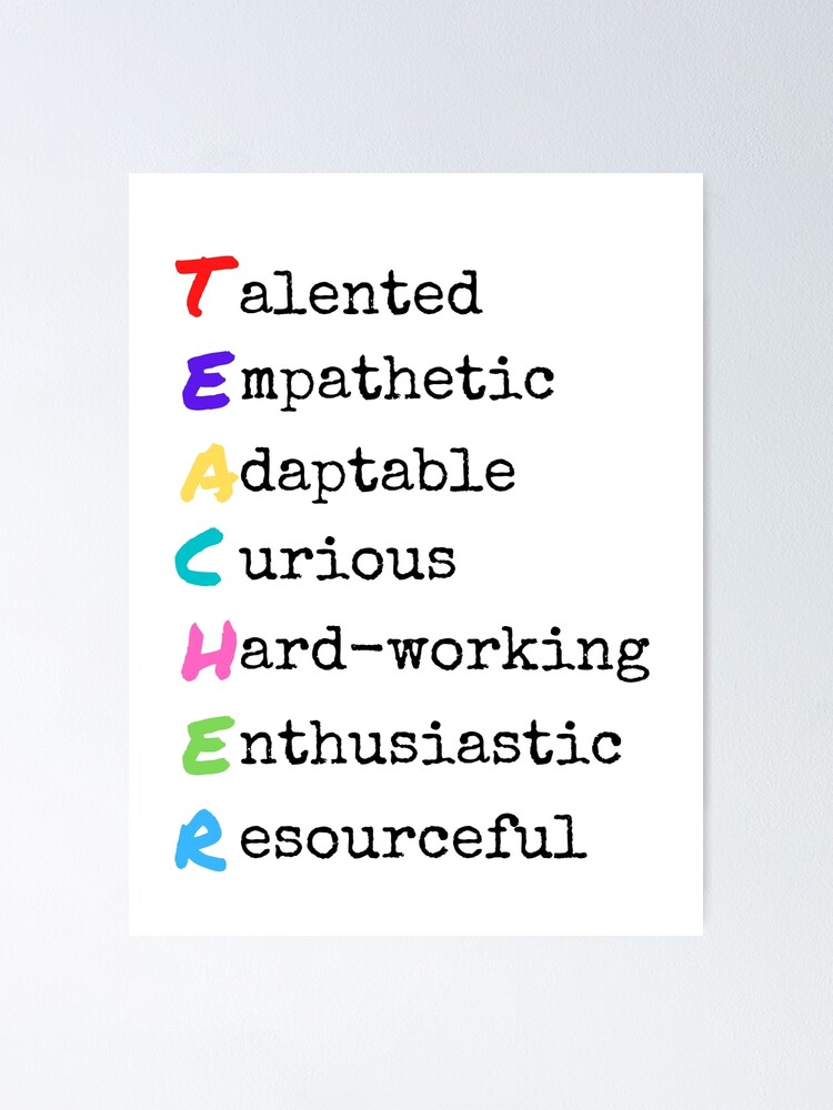 Acrostic Poem Teacher Poster For Sale By Matildagarb Redbubble