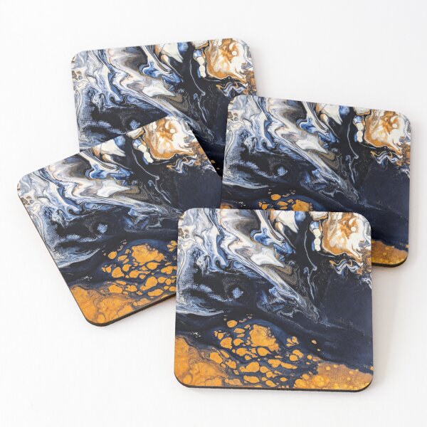Item preview, Tri Tone Color Marble - Fruid Color Pouring Art Print ( White, Brown, Dark Blue ) designed and sold by ShawnDzign.