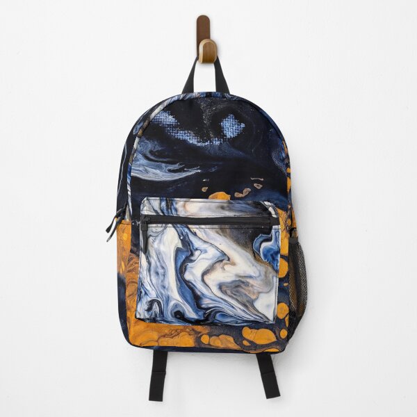 Item preview, Tri Tone Color Marble - Fruid Color Pouring Art Print ( White, Brown, Dark Blue ) designed and sold by ShawnDzign.