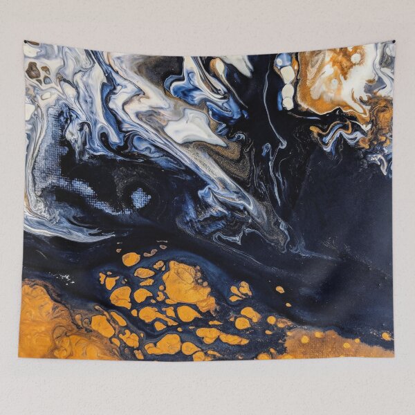 Item preview, Tri Tone Color Marble - Fruid Color Pouring Art Print ( White, Brown, Dark Blue ) designed and sold by ShawnDzign.