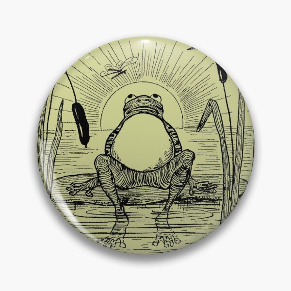 Item preview, Emo Vintage Cottagecore Green Frog: Cute Frogge with Dragonfly on Lilypad Pond, Lonely Froggy Naturecore Illustration, Botanical Meadowcore by the Lake designed and sold by MinistryOfFrogs.