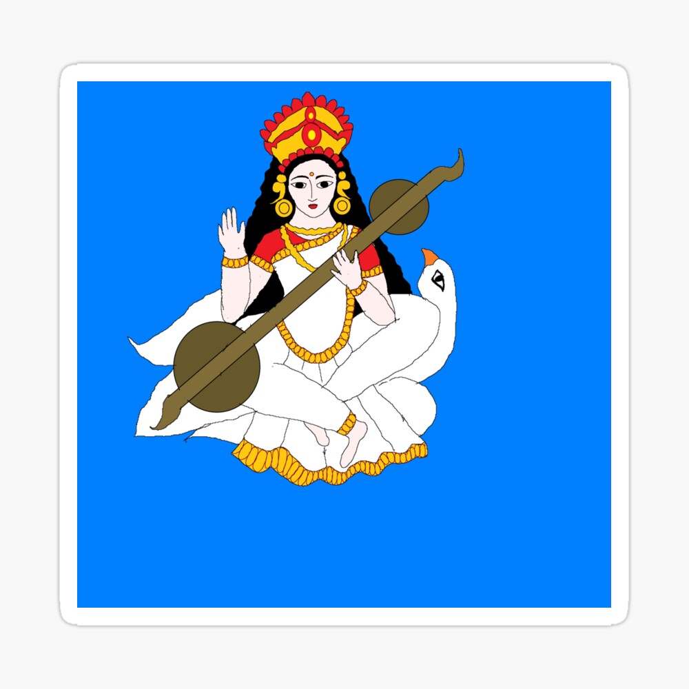 Sketch of Hindu Education Goddess Saraswati or Sharada Wife of Lord Brahma  Stock Vector - Illustration of mythology, celebration: 195548583