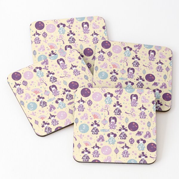 Item preview, Japanese Dolls - Kokeshi pattern designed and sold by k9printart.