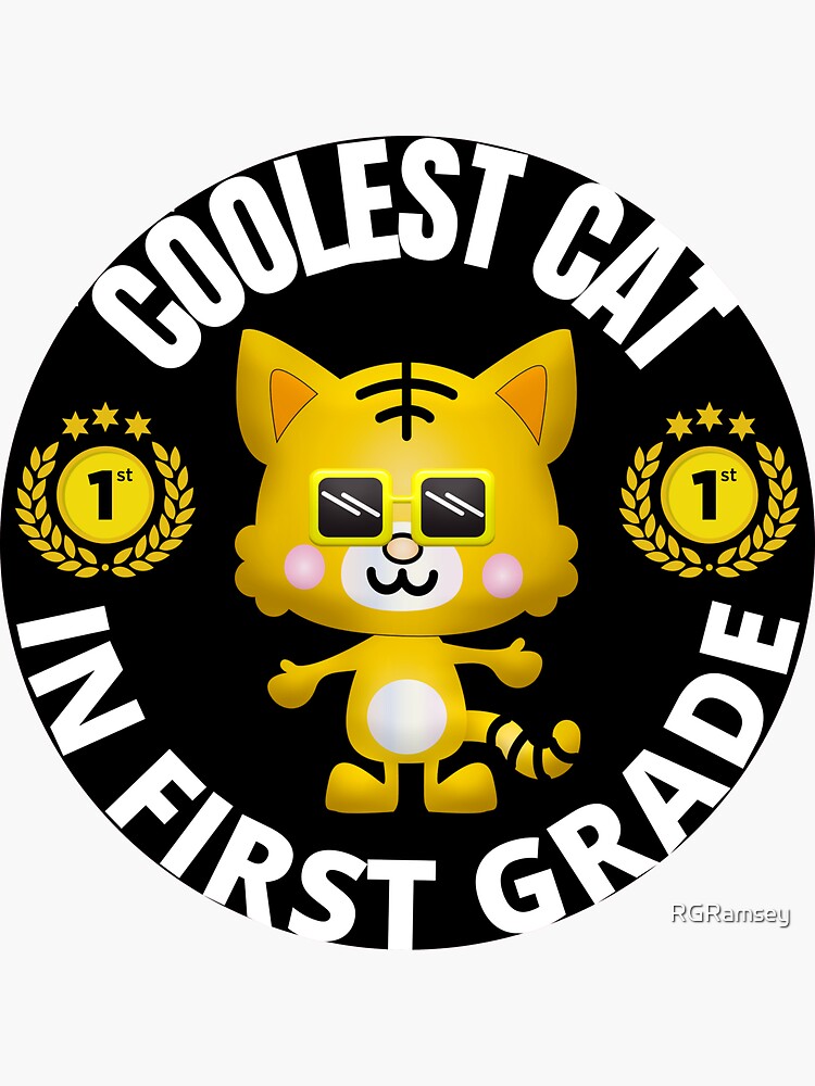 Thumbnail 3 of 3, Sticker, Coolest Cat In First Grade designed and sold by RGRamsey.