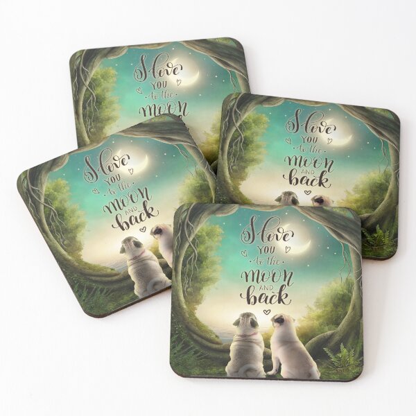 Item preview, I Love You To The Moon And Back - Cute Pug Couple designed and sold by Clitus.