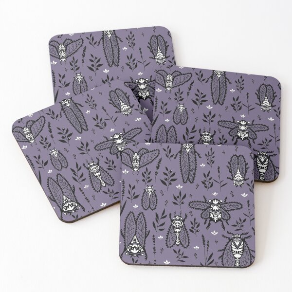 Item preview, Cicadas and herbs of Provence on a lavender background. The folk style of Hugge. designed and sold by NLobes.