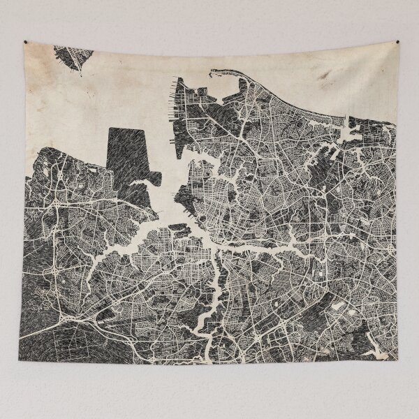 Item preview, Norfolk map Virginia Ink lines designed and sold by InkMaps.