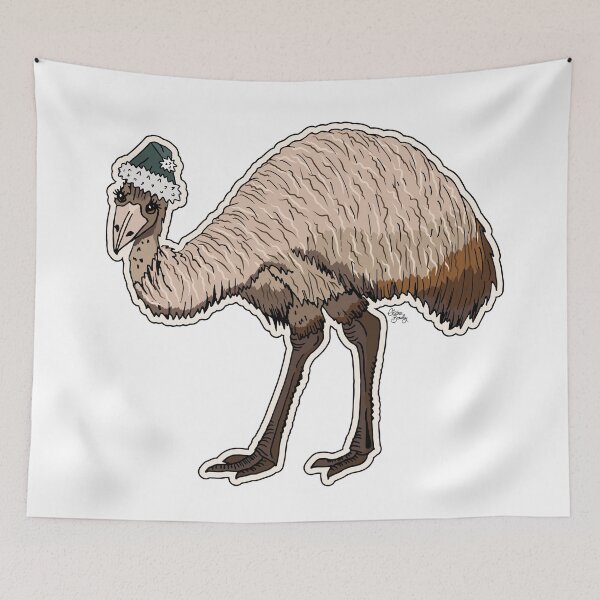 Item preview, Christmas Emu Green Santa Hat designed and sold by Claire Bowley.