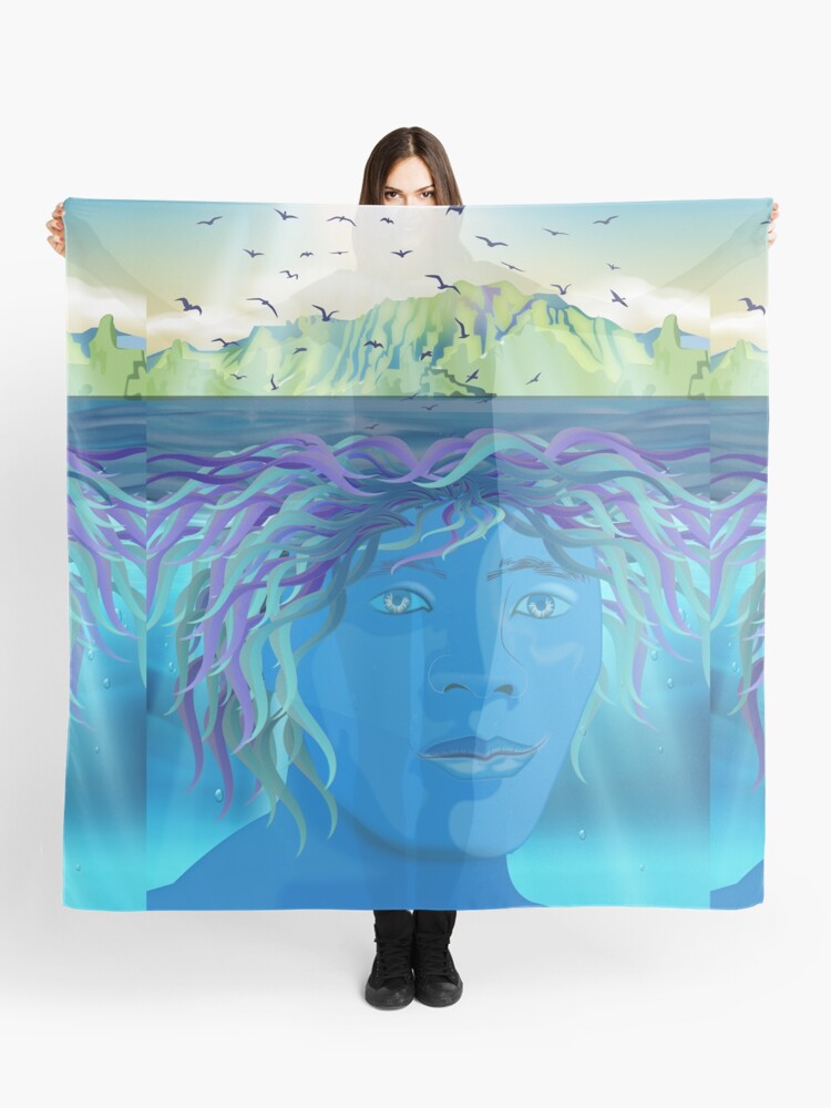 Thumbnail 1 of 3, Scarf, Tangaroa - Polynesian Mythology - Maori Mythology designed and sold by Mantra-tshirt.