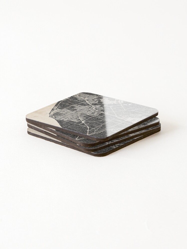 Thumbnail 4 of 5, Coasters (Set of 4), Oxnard map California Ink lines designed and sold by InkMaps.