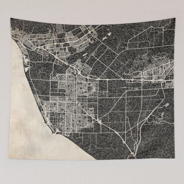 Item preview, Oxnard map California Ink lines 2 designed and sold by InkMaps.