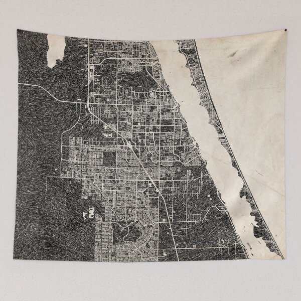 Item preview, Palm Bay map Florida Ink lines designed and sold by InkMaps.