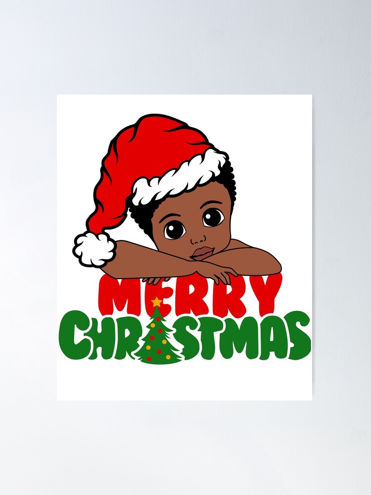 Merry Christmas Black Boy Cute Kid Santa Hat African