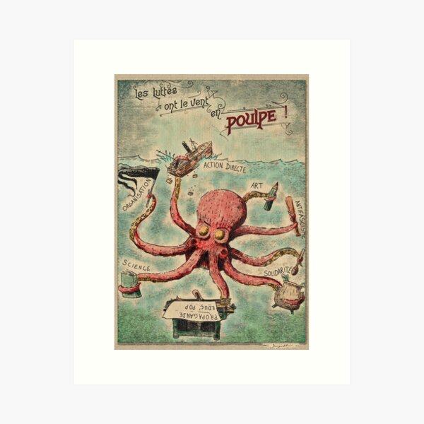 Item preview, Les luttes ont le vent en pouple - Octopus & revolution designed and sold by Loki Propagandart.
