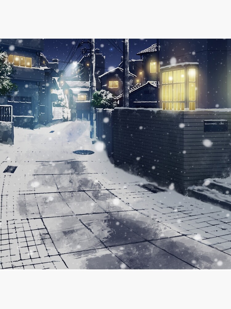 Snowing anime japan landscape