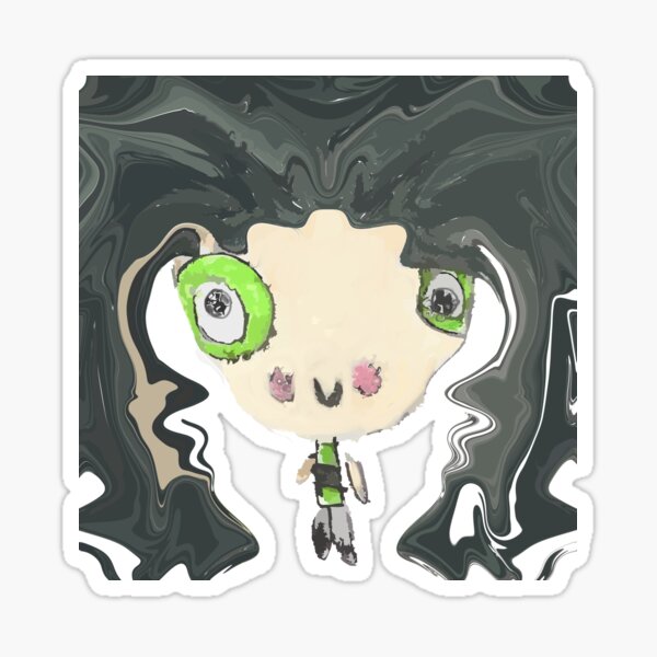 A little girl and hers black hair. Sticker