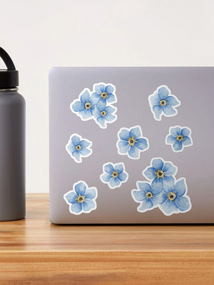 Azeeda Blaue Blumen Aufkleber - Permanente Deko Für Auto, Laptop & Mehr (100mm)