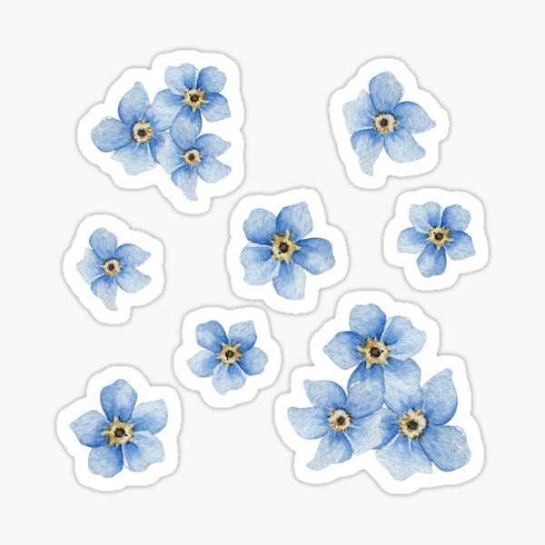 Single Sheet Of Small Blue Flower Stickers Scrapbooking, Journaling Diary