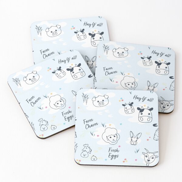 Item preview, Farm Animal faces outlined  designed and sold by Melissa Dekker.
